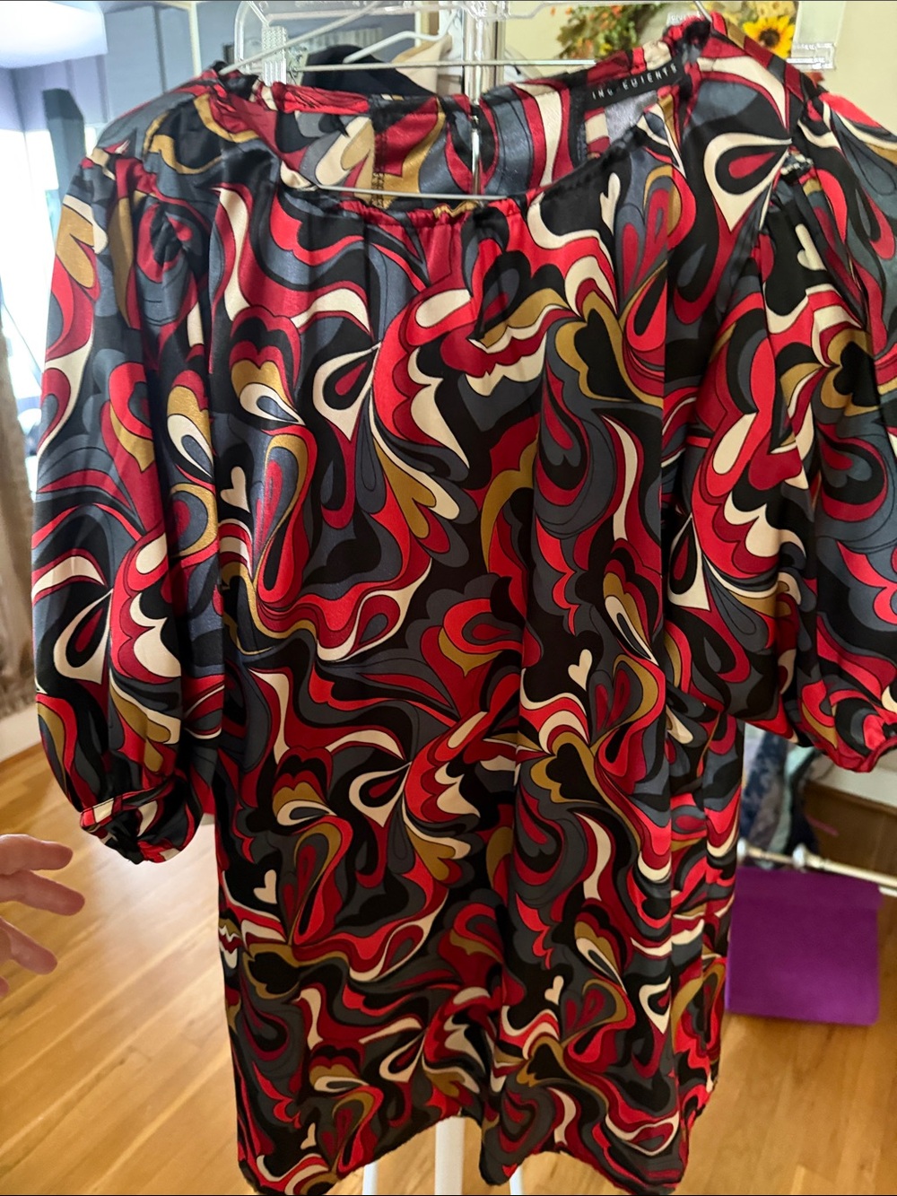 Women's Red Black Abstract Print Blouse